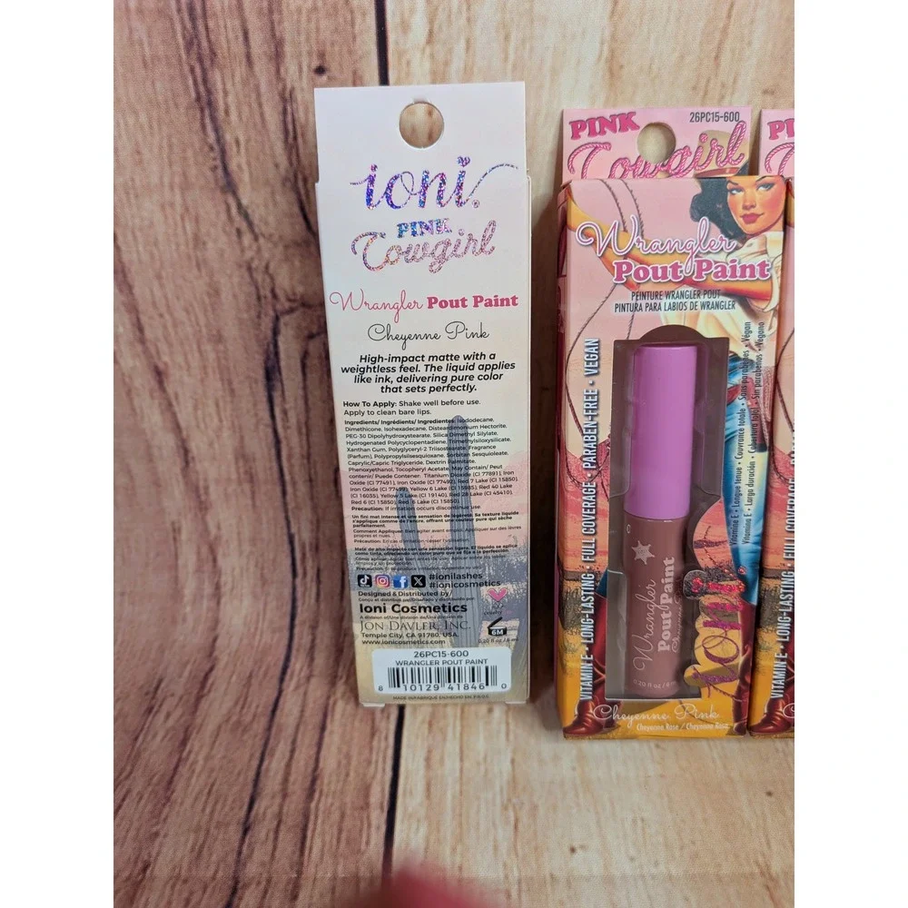 3 PK Ioni Pink Cowgirl Wrangler Pout Paint Cheyenne Pink Matte Liquid Lipstick